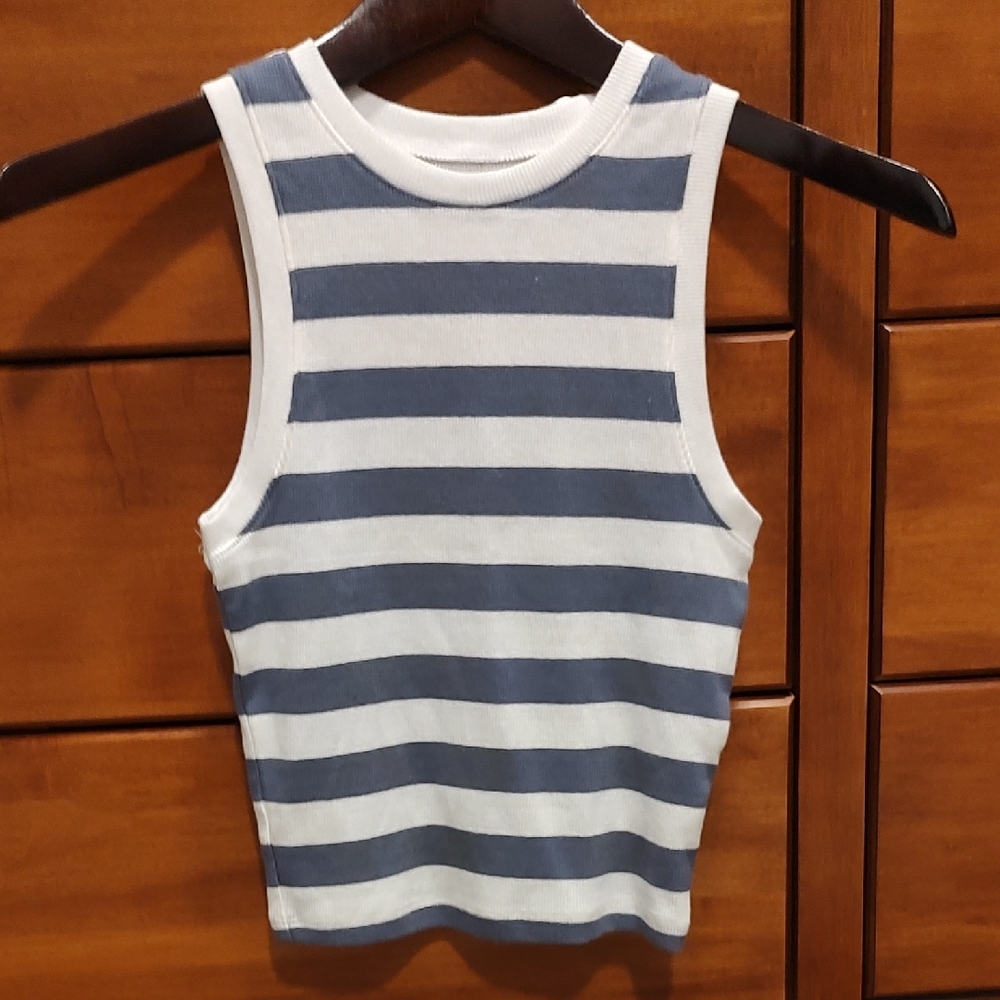 Hollister Striped Sleeveless Top - Blue and White